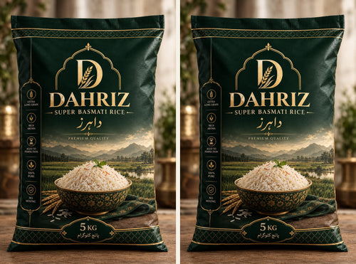 Two DAHRIZ Super Basmati Rice 5kg bags